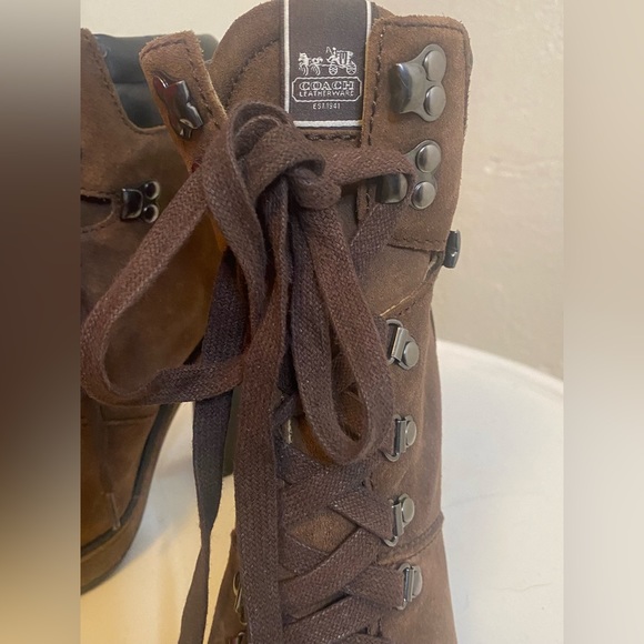 Women’s Coach Carol Brown Suede High Heel Boots Size 6 - Picture 4 of 12